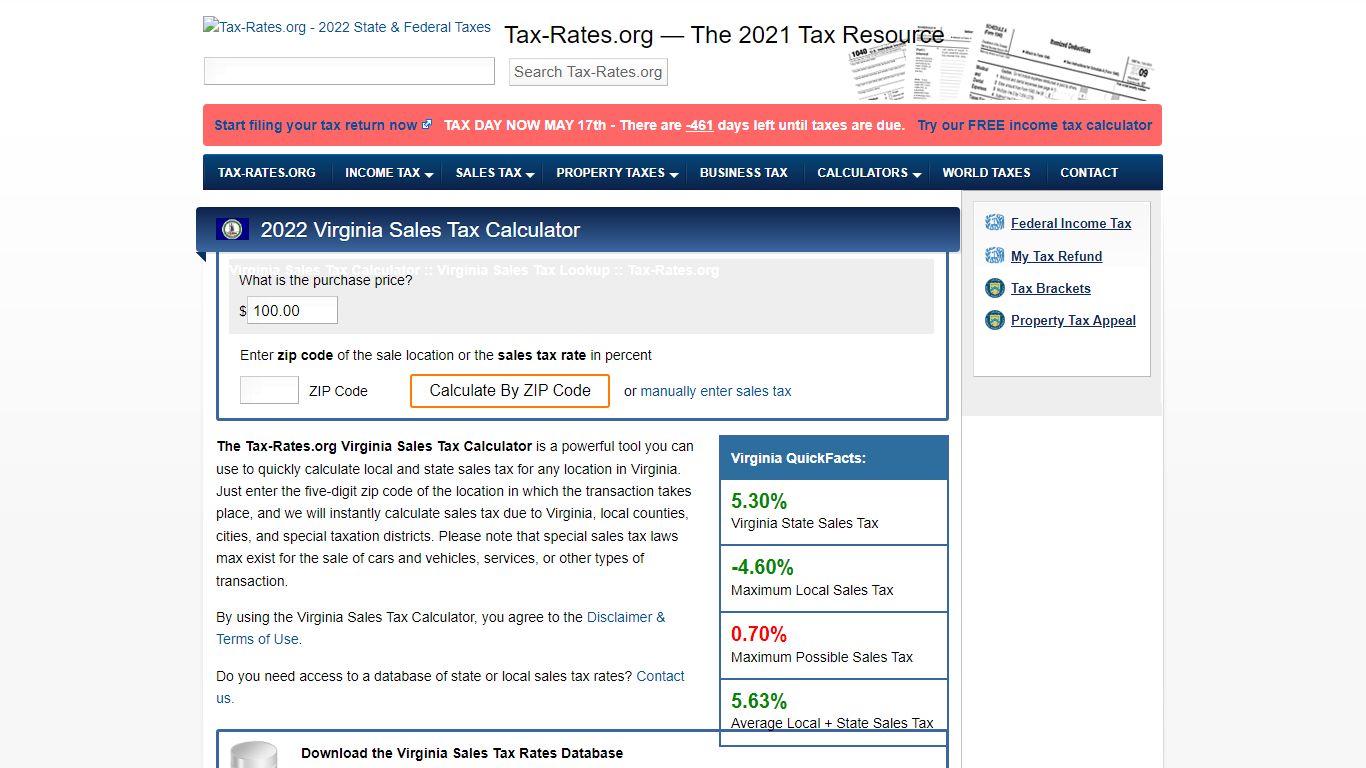 Virginia Sales Tax Calculator - Tax-Rates.org