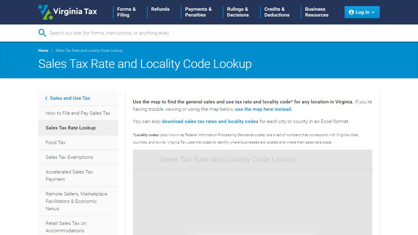 Sales Tax Rate and Locality Code Lookup | Virginia Tax